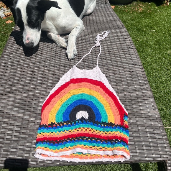 Rainbow knit halter top - Picture 2 of 3